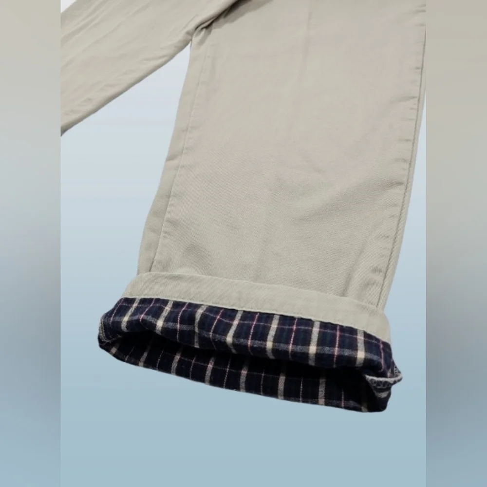 L.L. Bean Light Tan‎ Khaki Pants with Plaid Flannel Lining
